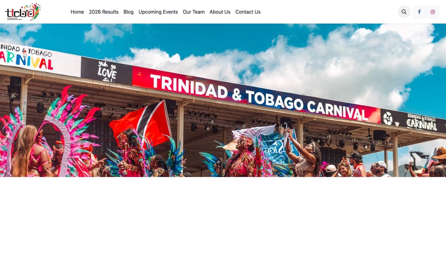 Screenshot of the Trinidad and Tobago Carnival Bands Association website
